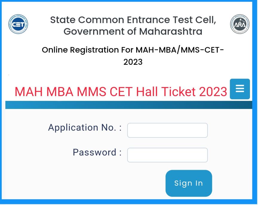 MAH MBA MMS CET Hall Ticket 2023