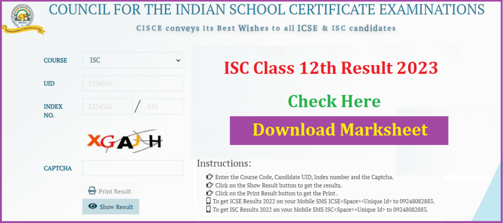 ISC Class 12th Result 2023 Link