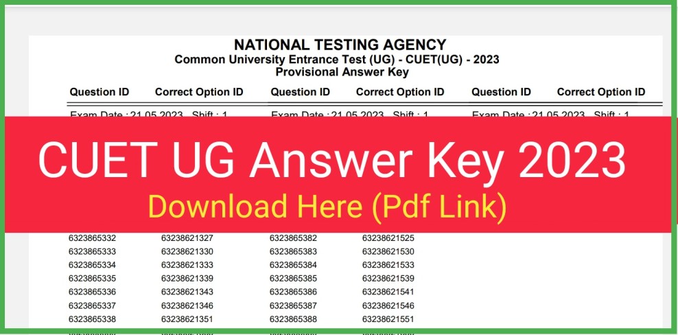 CUET UG Answer Key 2023 Download Pdf 