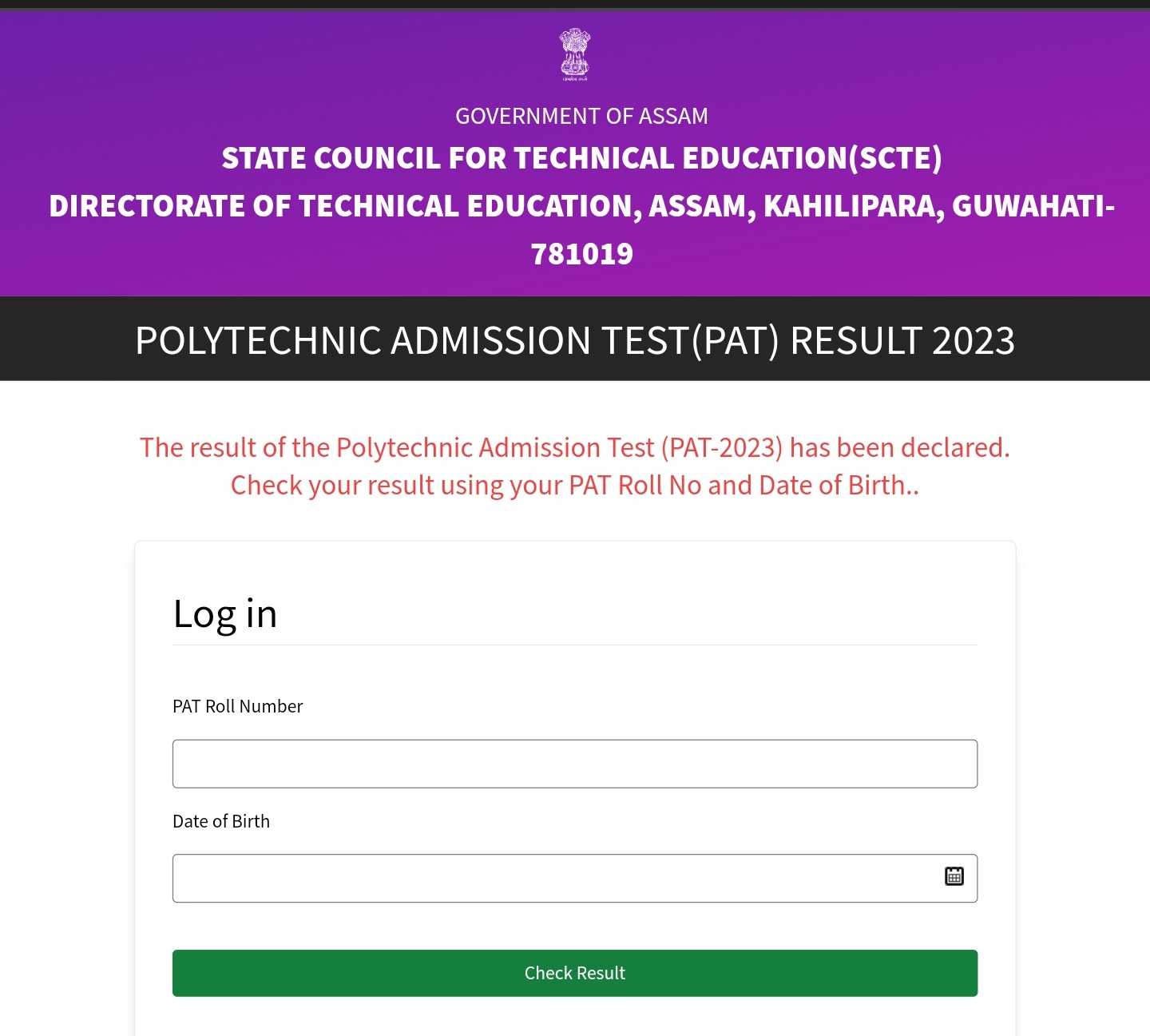 Assam PAT 2024 Result Link (Out) dte.assam.gov.in 2024 PAT Score Card