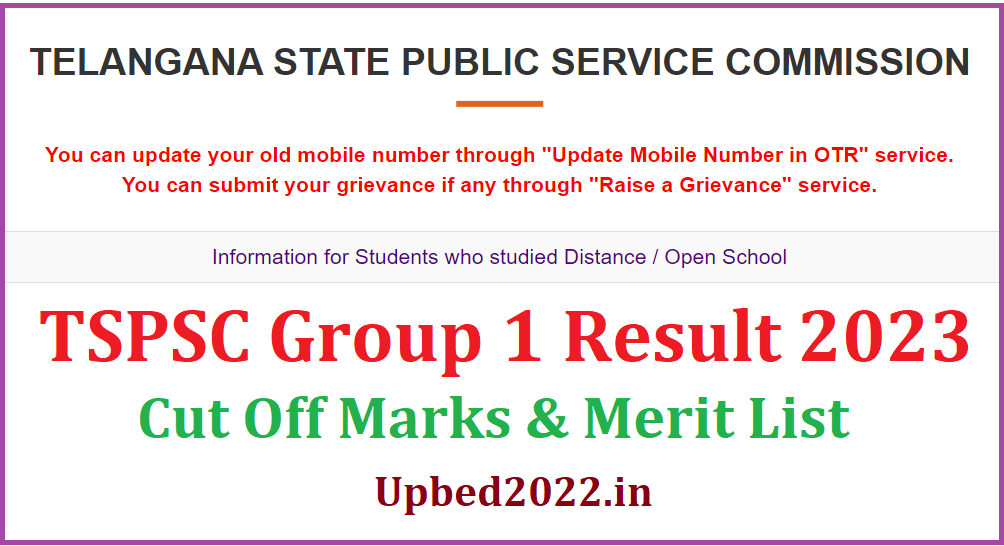 TSPSC Group 1 Results 2023 Link, tspsc.gov.in 2023 Prelims Cut off