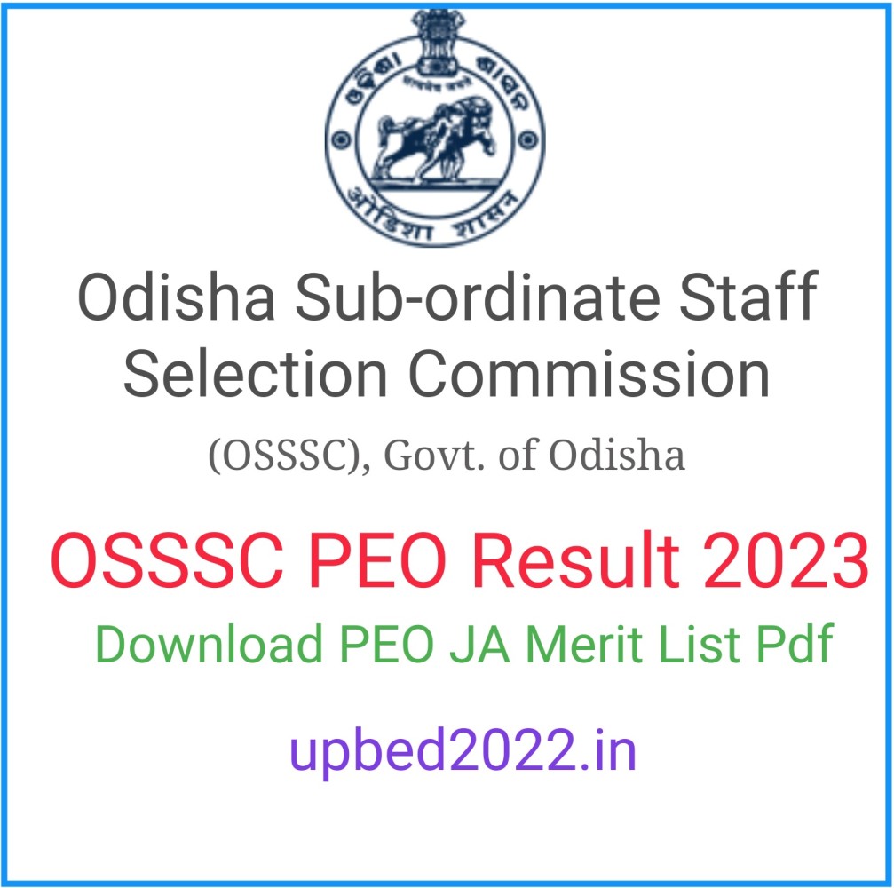 OSSSC PEO JA Result 2023 & Merit List Pdf