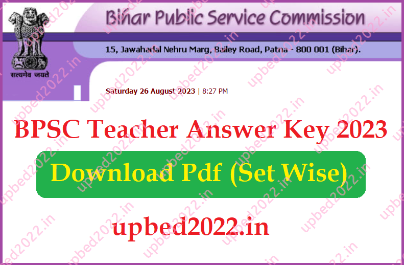 BPSC Teacher Answer Key 2023 Download Pdf Link