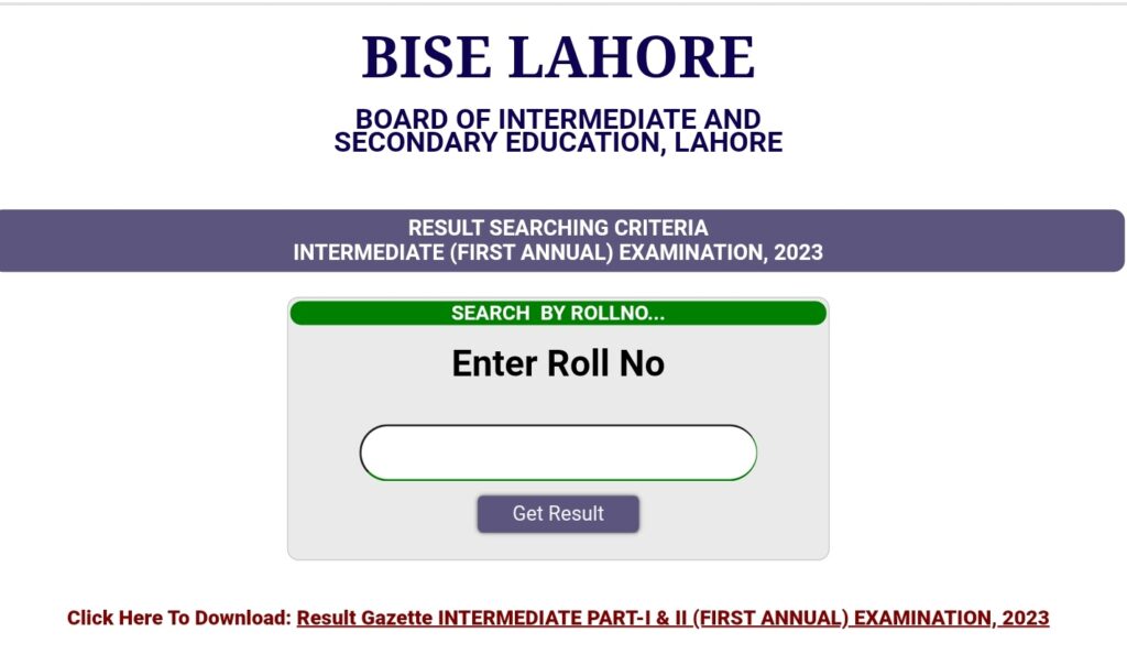 BISE Lahore 12th Class Result 2023 Link (Out)