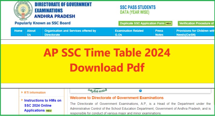 AP SSC Time Table 2024 Pdf Download