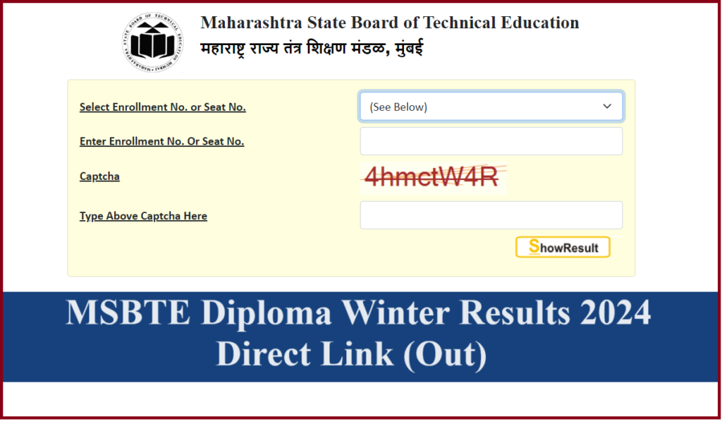 MSBTE Diploma Results 2024 Link (Out) Diploma Winter Exam