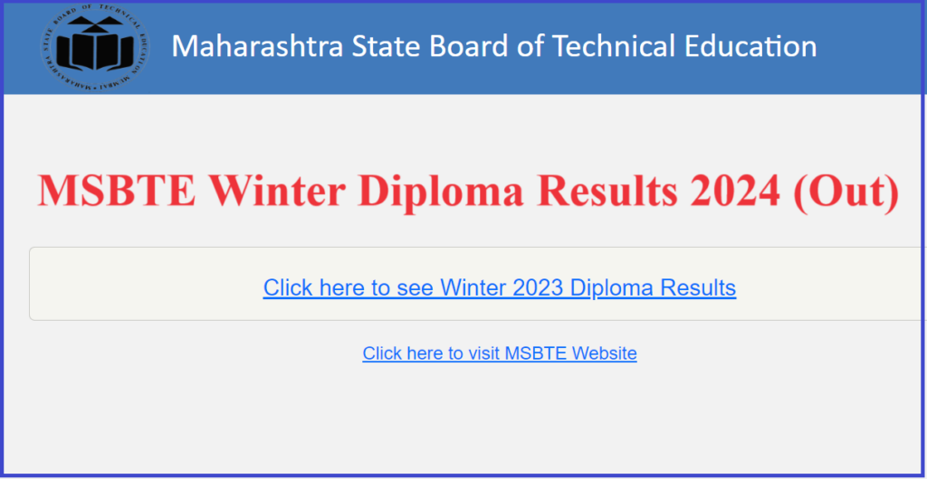 MSBTE Diploma Results 2024 Link (Out) Diploma Winter Exam